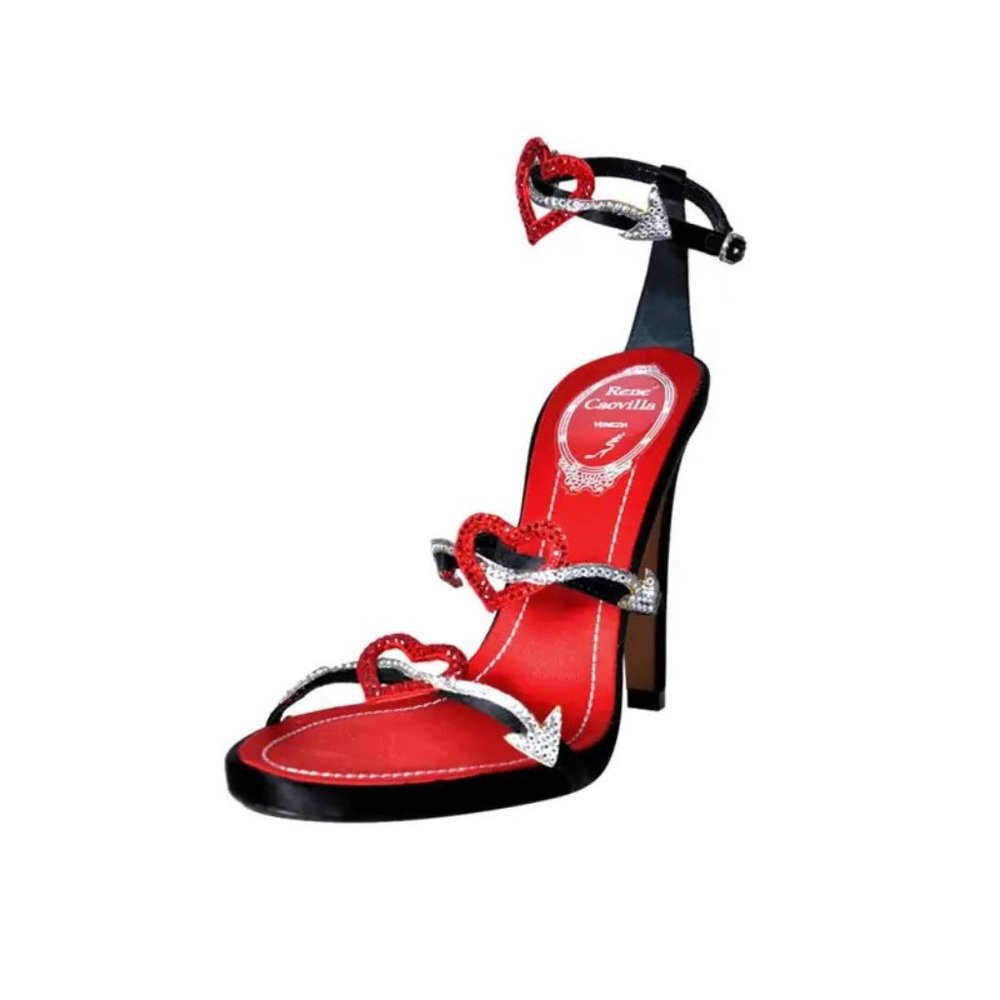 Rene Caovilla Heart and Arrow Crystal Embellished Shoes